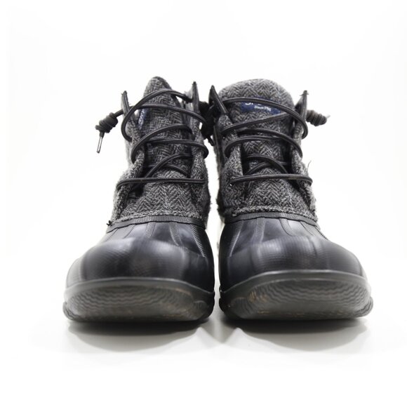 Sperry Saltwater Gray Wool & Black Rubber Waterproof Rain Duck Boots - Women's 7 - Picture 2 of 7